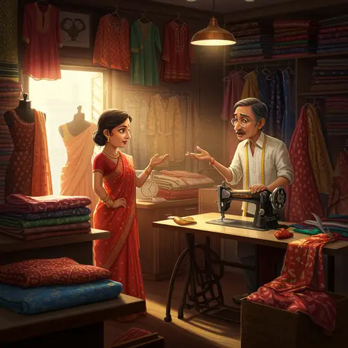 Indian Tailor Shop: Customer Dispute Scene