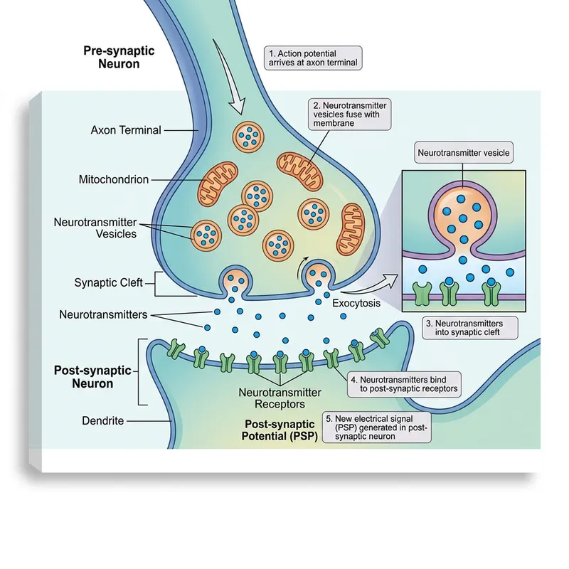 Chemical Synapse: Illustration of Neuron Communication Chemical Synapse: Illustration of Neuron Communication