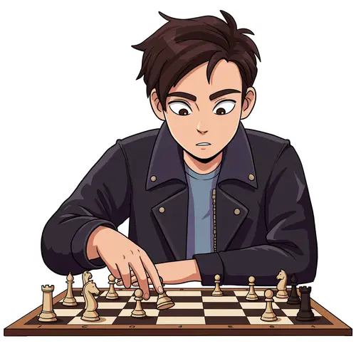 Young Chess Prodigy in Cartoon Style
