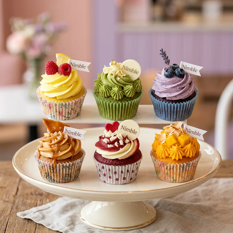 Vibrant Nimble Cupcakes Display - Perfectly Arranged