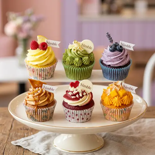 Vibrant Nimble Cupcakes Display - Perfectly Arranged