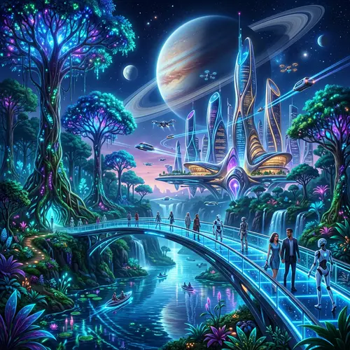 Futuristic Landscape: Nature Meets Technology