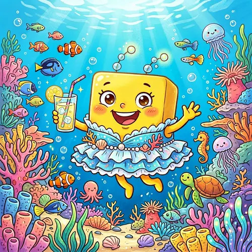 Cheerful Underwater Character with Lemonade