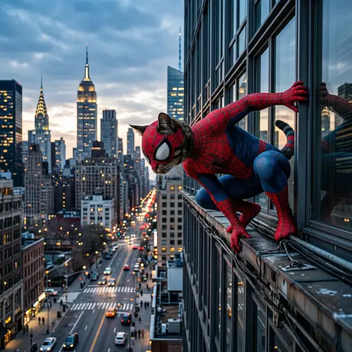 Cat Spider Superhero - Action-Packed Stance