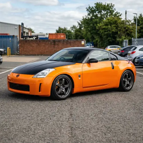 Upgraded Nissan 350Z with Vibrant Orange Wrap