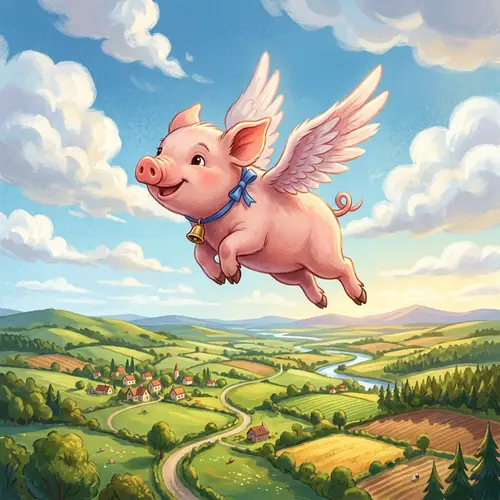 Flying Pig: Amazing Image of a Little Pig Taking Flight