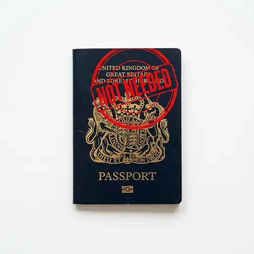 Minimalist Passport with 'NOT NEEDED' Stamp