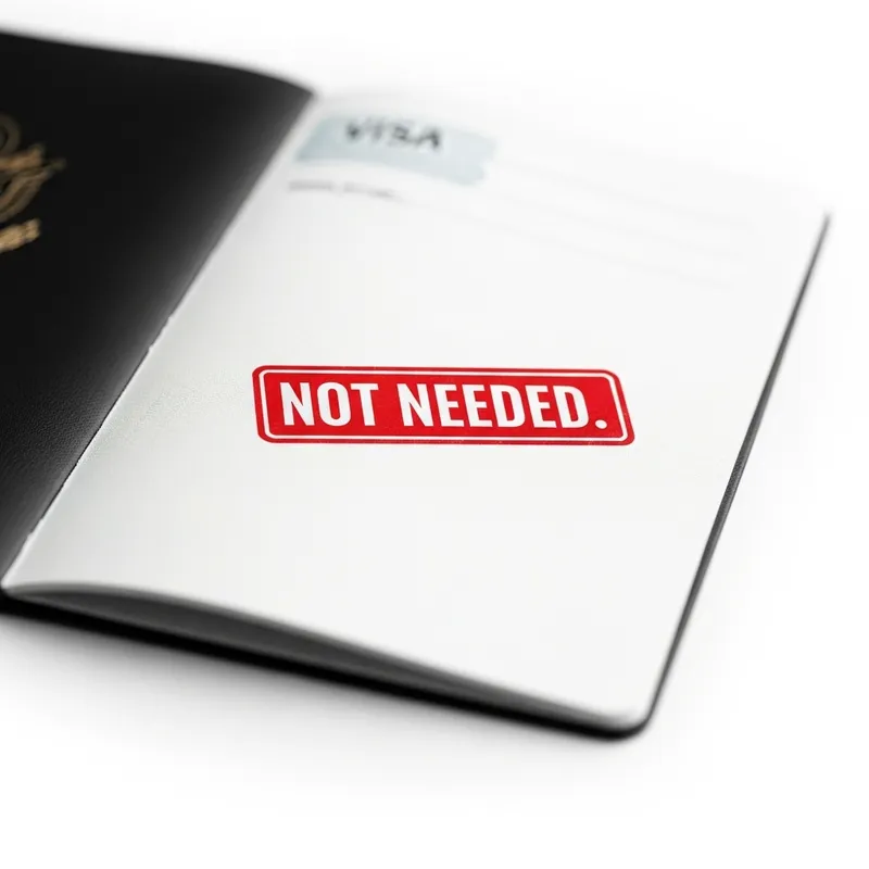 Minimalist Passport with 'NOT NEEDED' Stamp