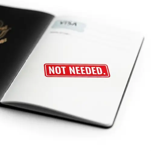 Minimalist Passport with 'NOT NEEDED' Stamp