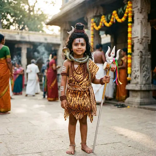 South Asian Child in Lord Shiva Attire | Traditional Hindu Costume