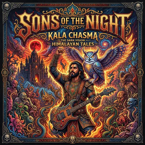 Vibrant Fusion Poster: South Asian Man and Owl Artwork