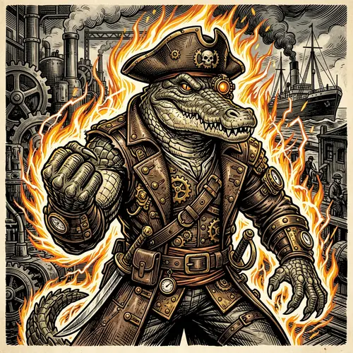 Serious Cartoon Pirate Crocodile Vector Art Design