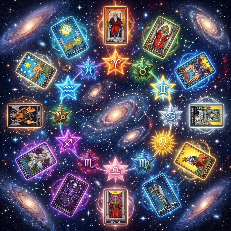 Bright Celestial Harmony: Zodiac Signs and Tarot Cards Bright Celestial Harmony: Zodiac Signs and Tarot Cards