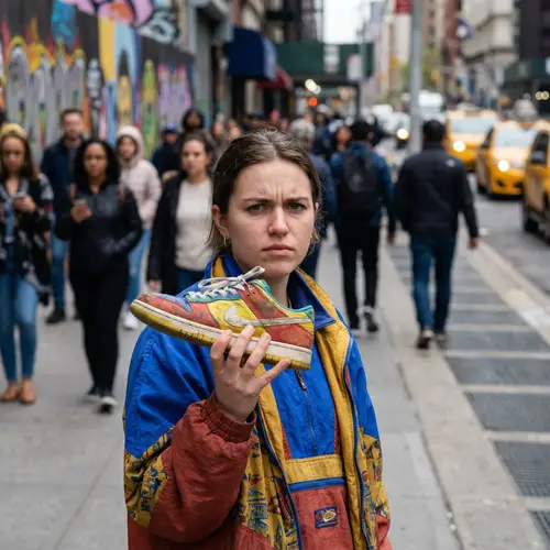 Candid Street Photography of a Model with a Shoe