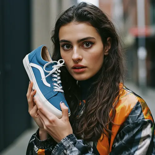 Candid Street Photography of a Model with a Shoe