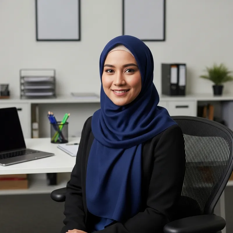 Professional Woman in Stylish Hijab - Office Portrait