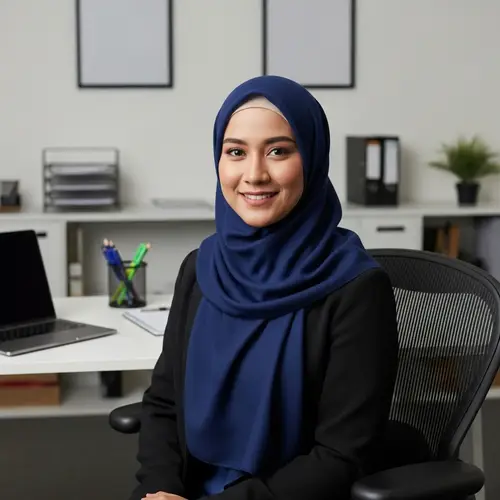 Professional Woman in Stylish Hijab - Office Portrait