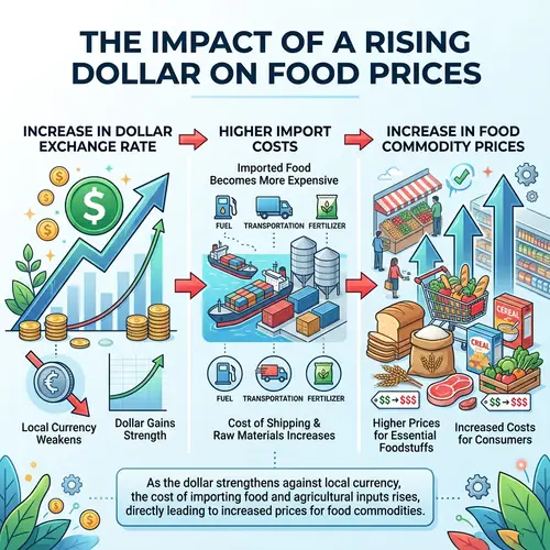 Increase in Dollar Exchange Rate and Food Commodities Prices