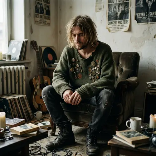 Grunge Frontman in Oversized Sweater | Bohemian Art House Style