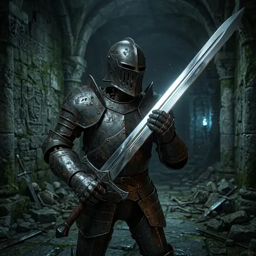 Shiny Two-Handed Sword Skeleton Art