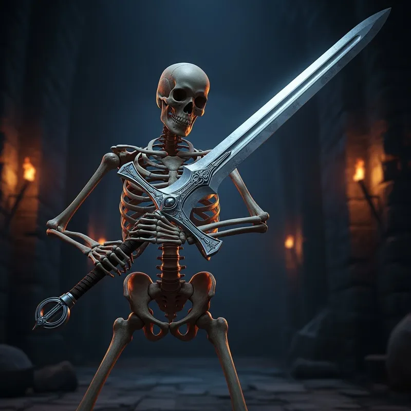 Shiny Two-Handed Sword Skeleton Art