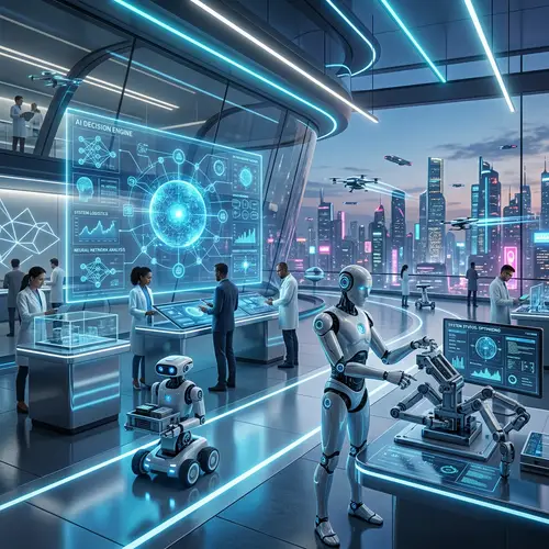 Futuristic & Cool: AI-Driven Scene with Holographic Projections