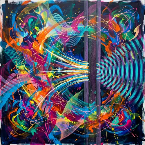 Quantum Physics Abstract Art: Subatomic Particles in Vibrant Colors