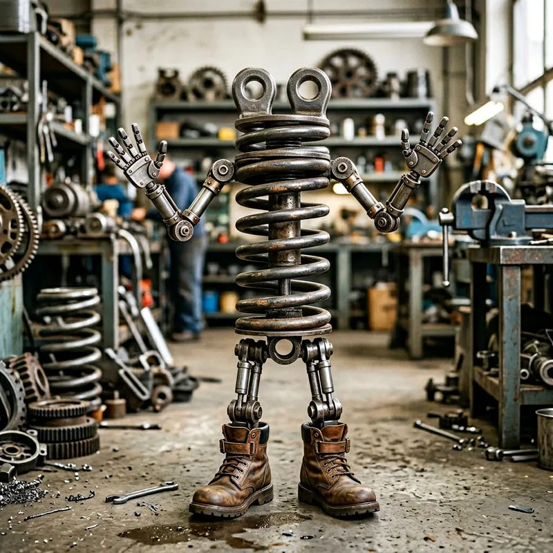 Suspension Spring Character with Eyes and Arms