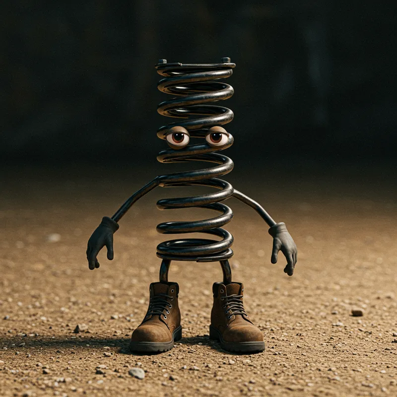 Suspension Spring Character with Eyes and Arms Suspension Spring Character with Eyes and Arms