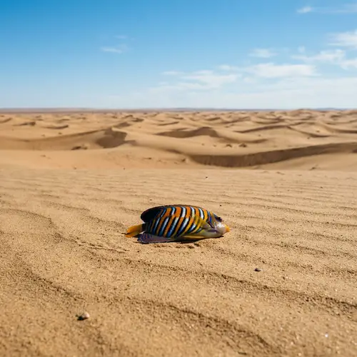Colorful Fish in Desolate Desert Landscape