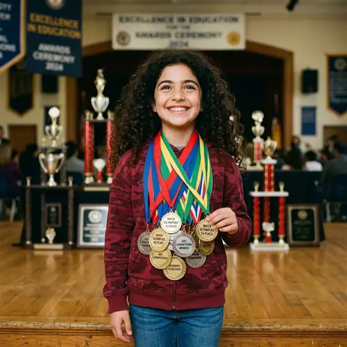 Young Middle-Eastern Girl's Achievements Sparkle with Gold & Silver Medals