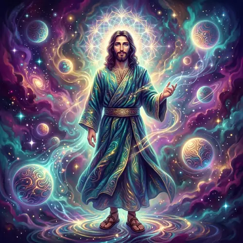Psychedelic Religious Figure in Ethereal Ambiance