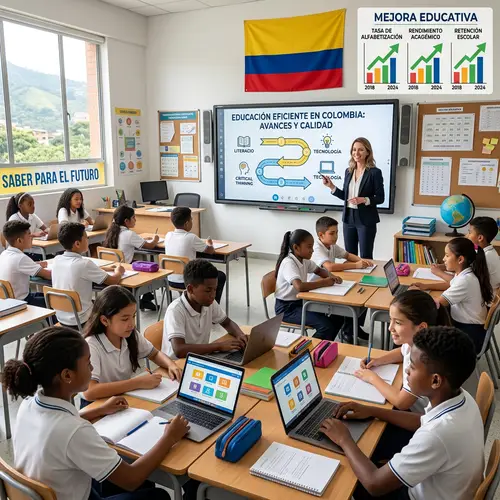 Efficient Education in Colombia: Diverse Classroom with Smartboard