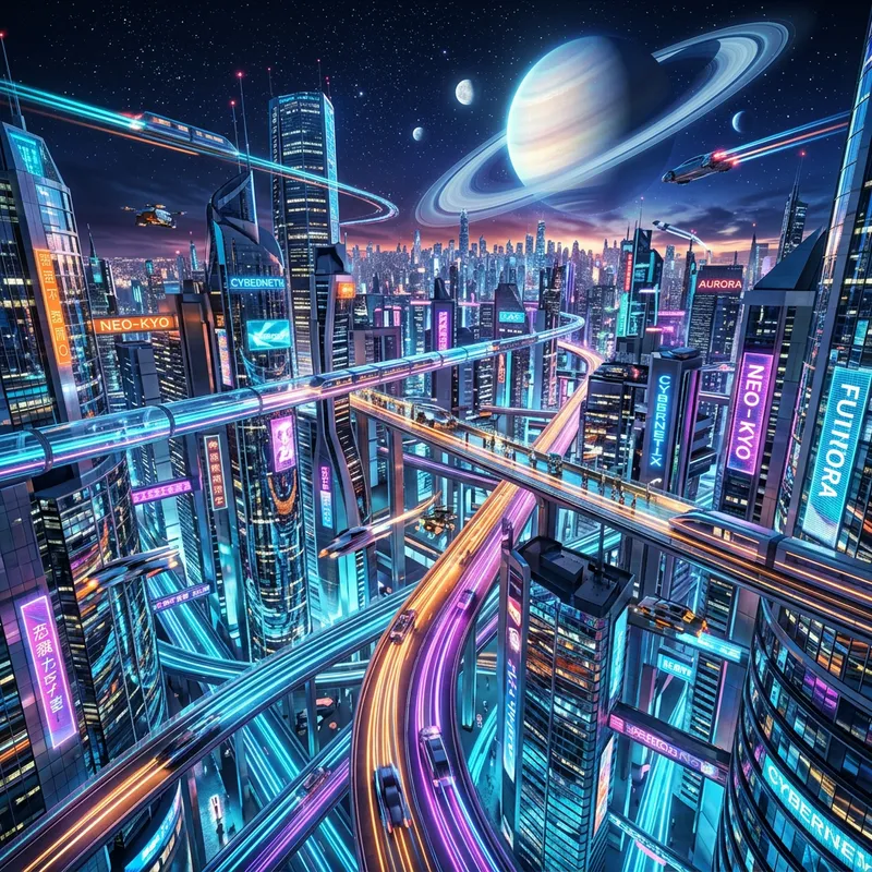 Vibrant Futuristic Cityscape: Dynamic Modern Energy