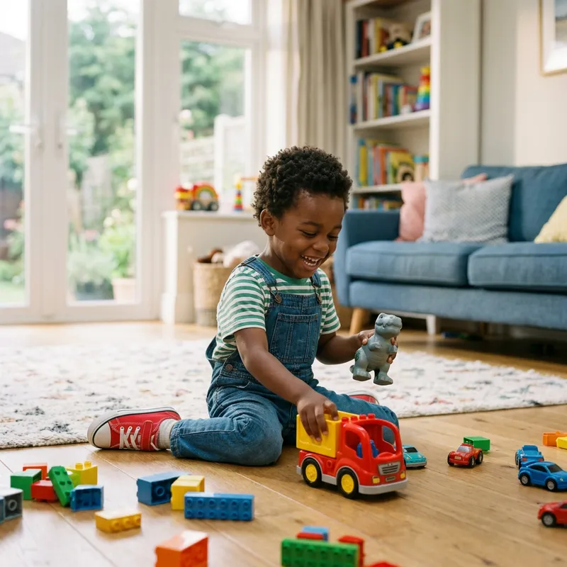 Young African Boy Playing with Toy