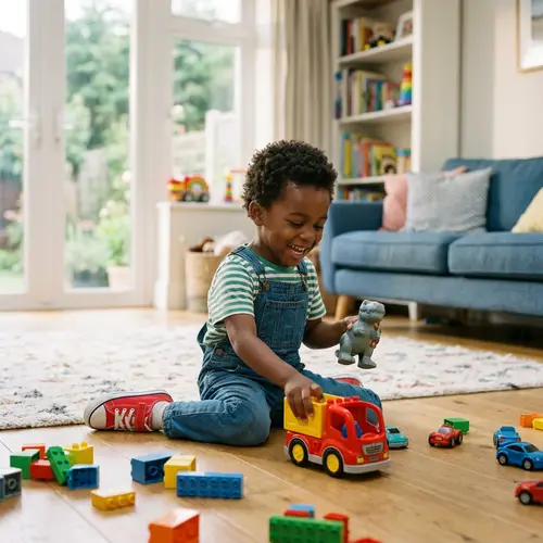 Young African Boy Playing with Toy