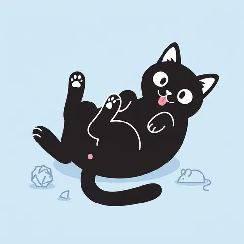 Playful Black Cat Cartoon Illustration | Mischievous and Cute