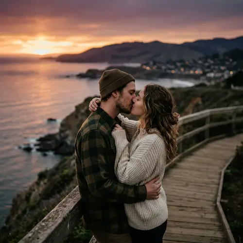 Romantic Couple Kissing in Love