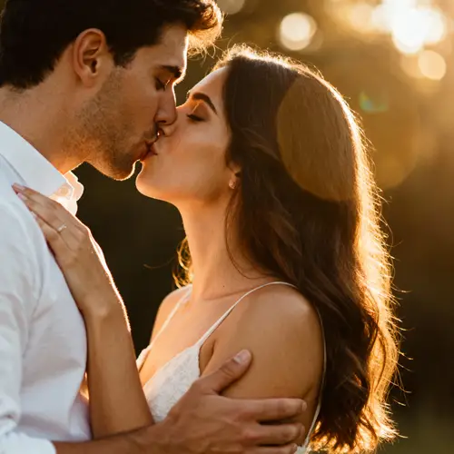 Romantic Couple Kissing in Love