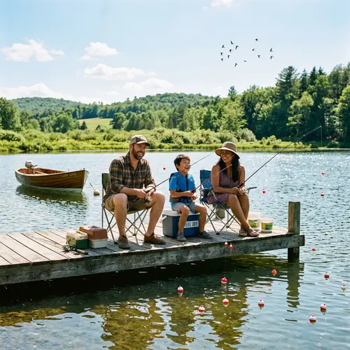Tranquil Fishing Scene with Diverse Group enjoying Sunlit Afternoon