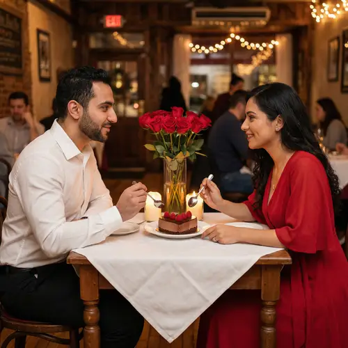 Romantic Valentine's Day Dinner - Cozy Restaurant Scene
