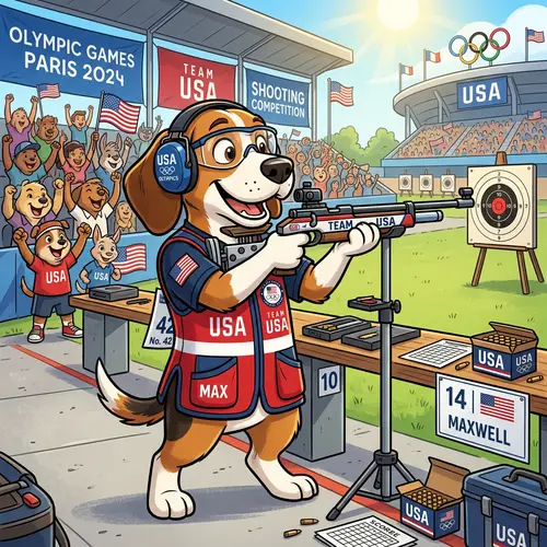 Cartoon Dog Competing for Team USA in Olympics