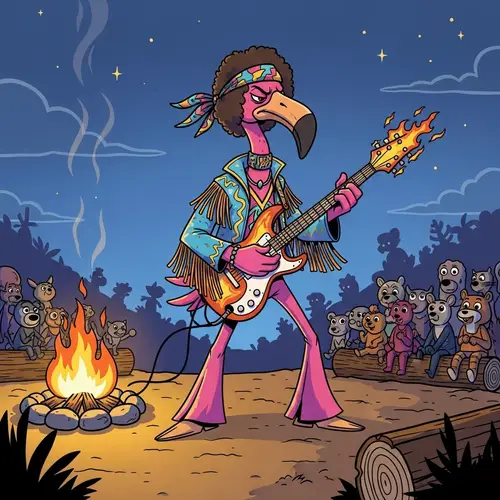 Flamingo Jimi Hendrix Concert by Campfire