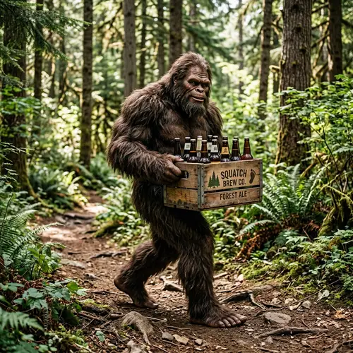 Bigfoot Enjoys a Cold Beer
