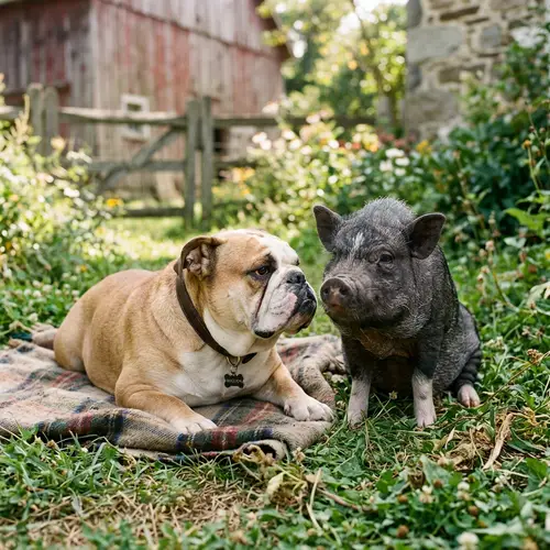 English Bulldog and Pot Belly Pig: Unlikely Friends
