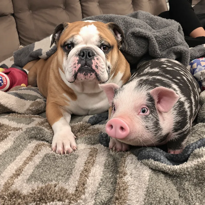 English Bulldog and Pot Belly Pig: Unlikely Friends