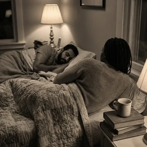 Intimate Moment in Bed: Woman and Man, Dreamy Romantic Scene