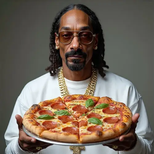 Snoop Dogg Enjoying Delicious Pizza