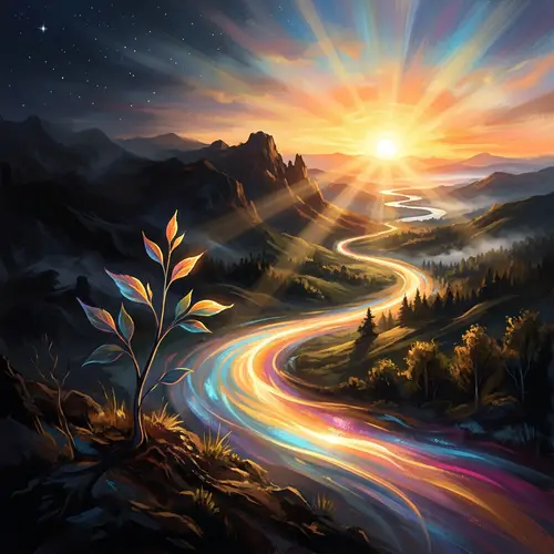 Abstract Visualization of Optimism: Sunrise bringing Light