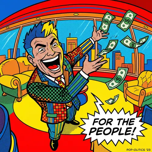 Pop Art Money Throw in Luxurious Penthouse - Dynamic Scene